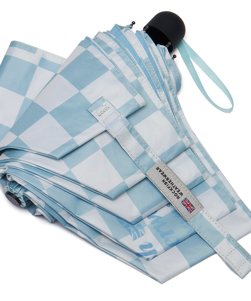 [UVカット] SHADE UMBRELLA SHORT - CHECKERBOARD BLUE FREE