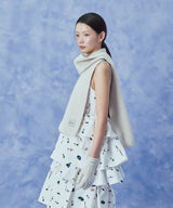 FLUFFY SHORT GLOVES - LIGHT GREY