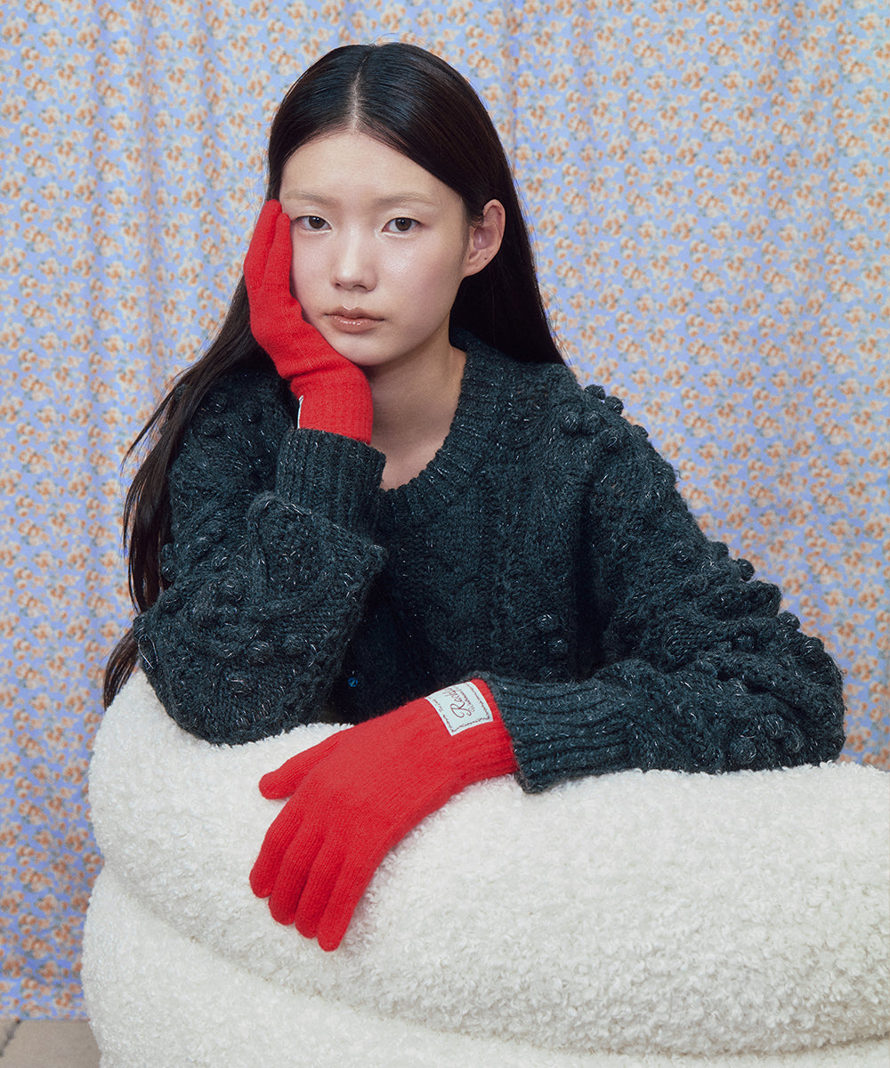 NEW FLUFFY SHORT GLOVES - RED FREE