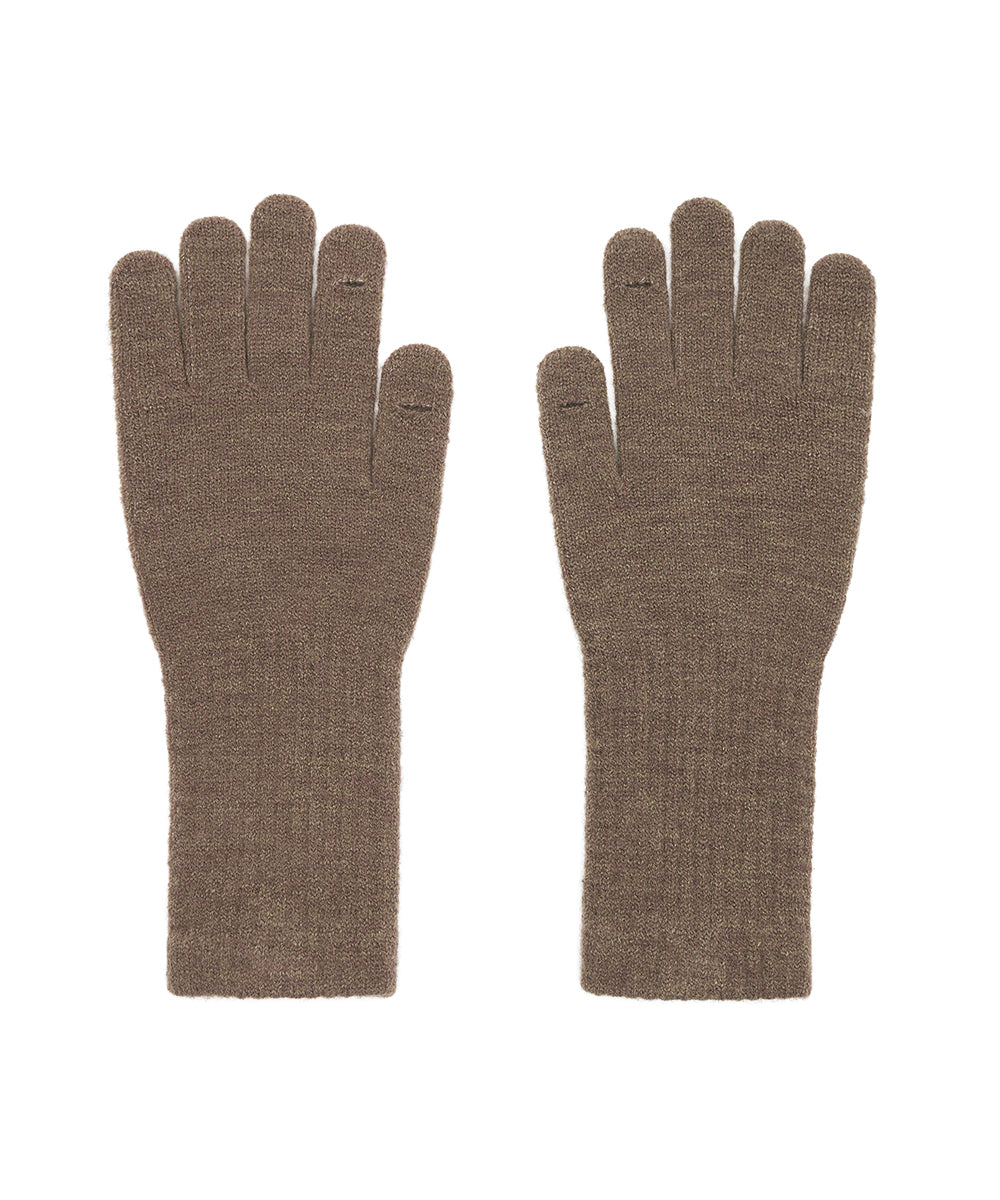 FLUFFY LONG GLOVES - BROWN FREE