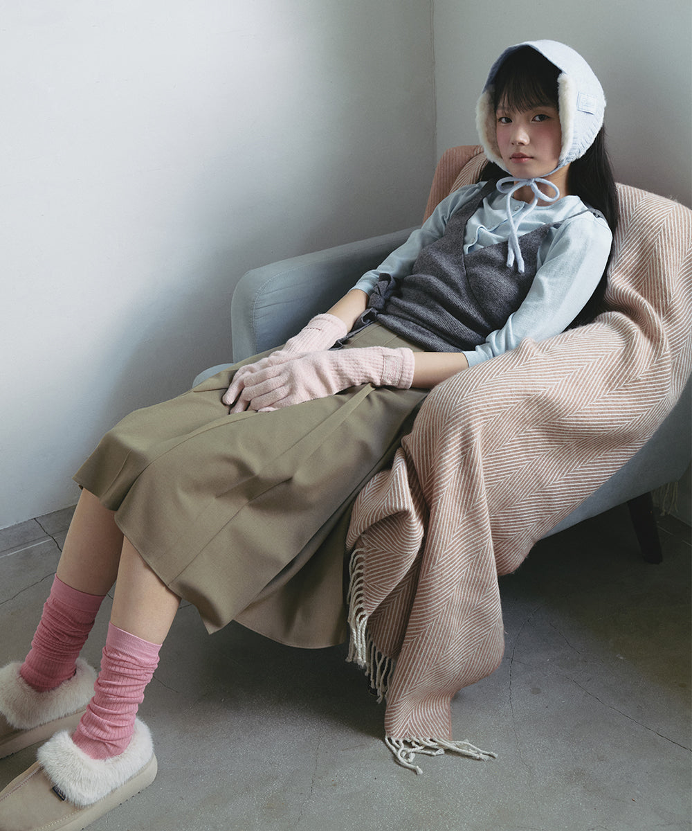 FLUFFY LONG GLOVES - PINK FREE