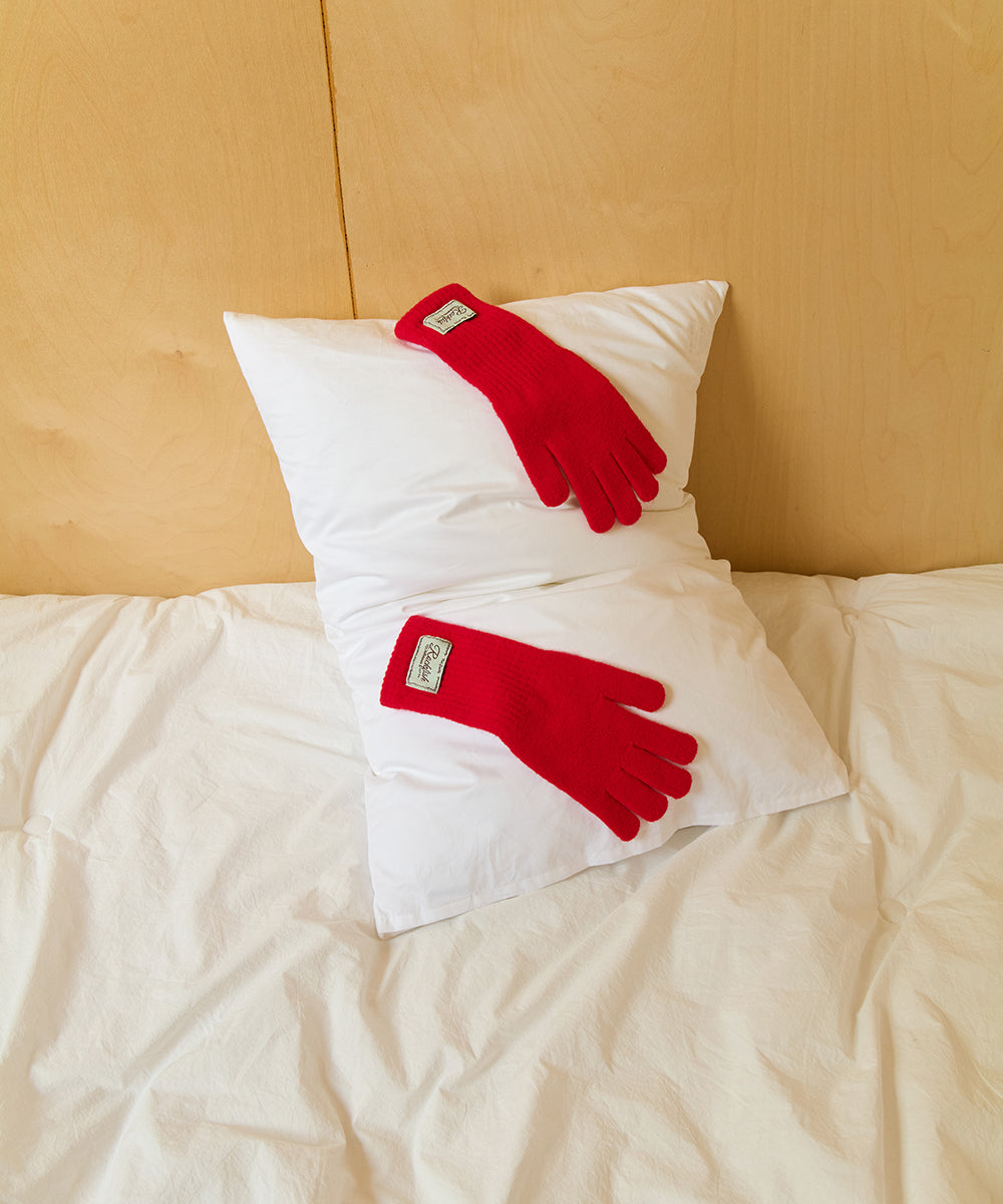 FLUFFY LONG GLOVES - RED FREE