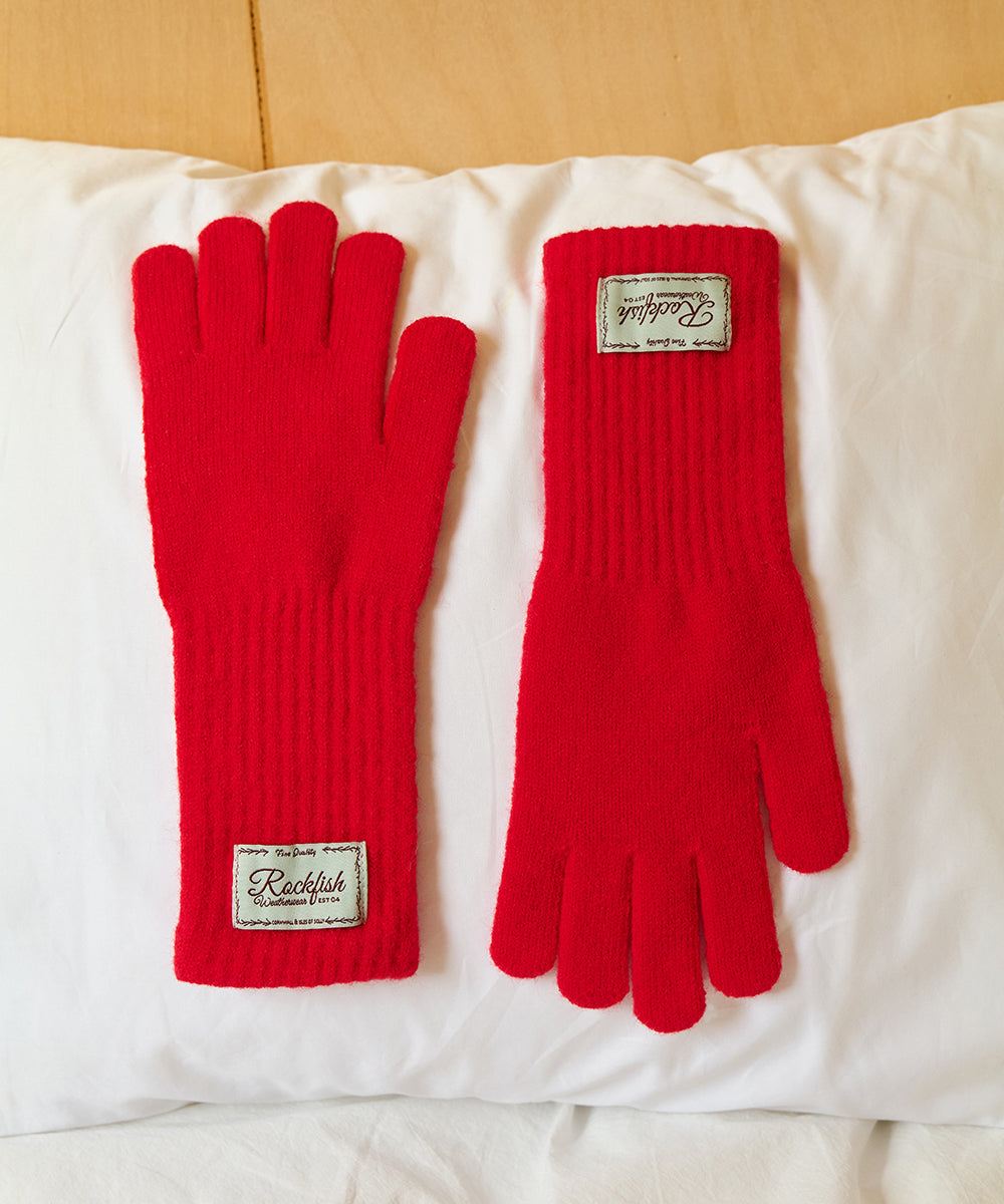 FLUFFY LONG GLOVES - RED FREE