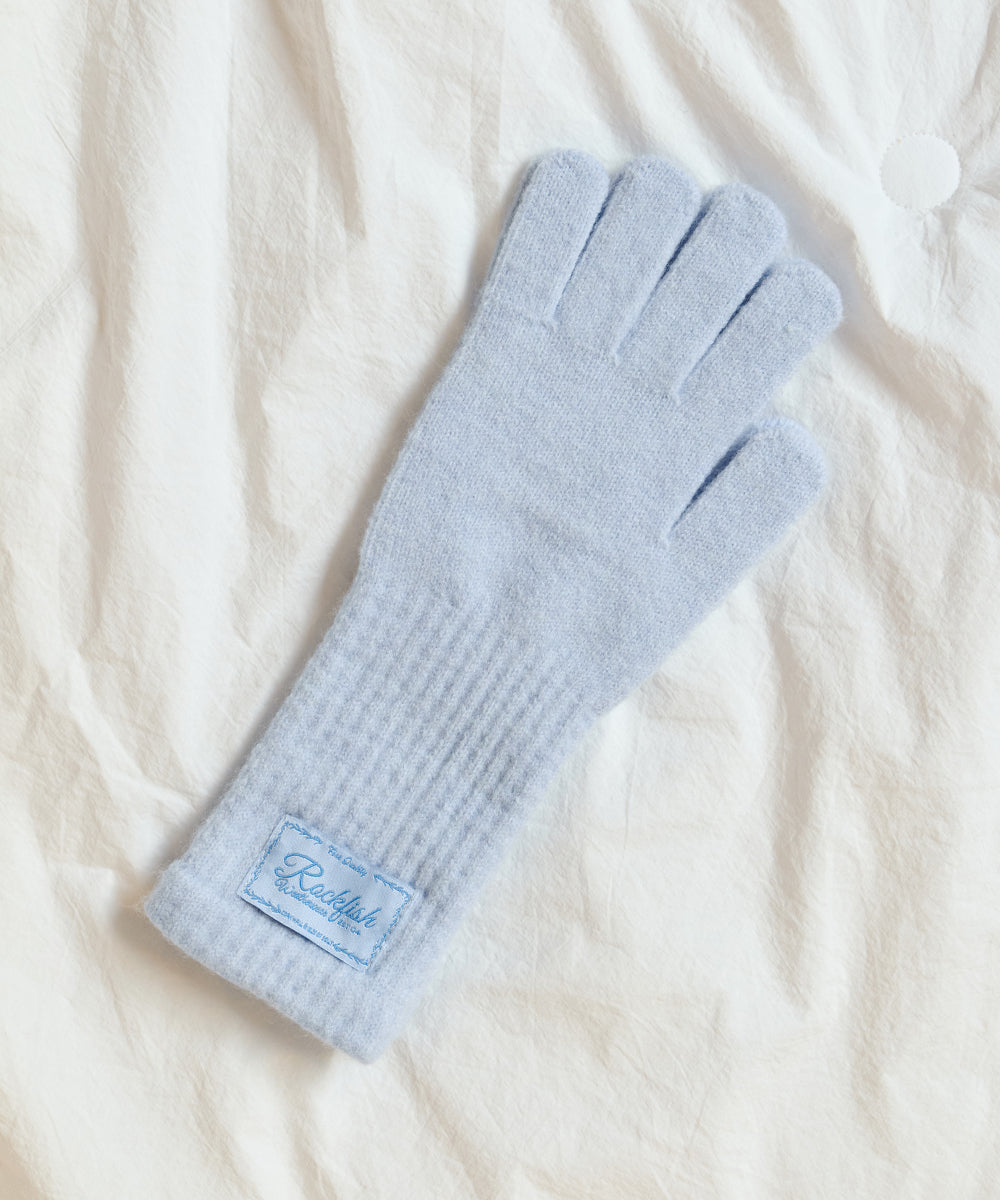 FLUFFY LONG GLOVES - SKY BLUE FREE