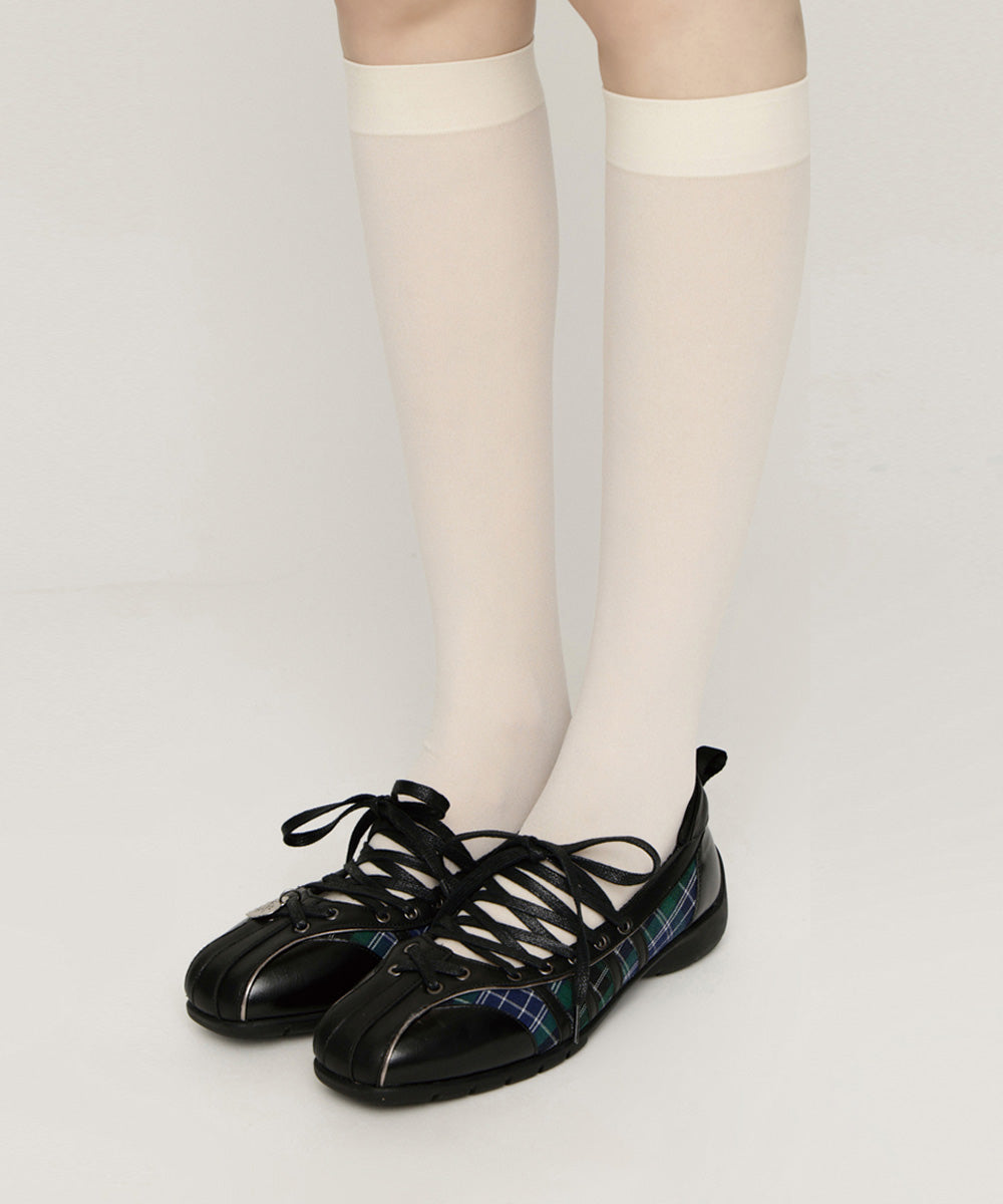 [x SLY] BLISS LACEUP SNEAKERS - GREEN CHECK(GN) UK3.5(230)