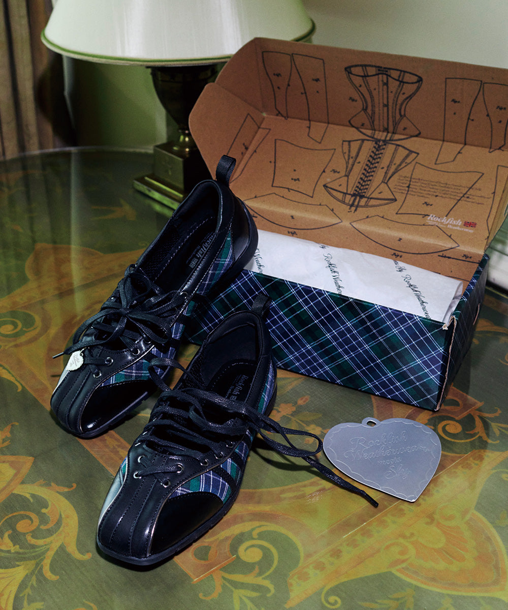 [x SLY] BLISS LACEUP SNEAKERS - GREEN CHECK(GN) UK3.5(230)